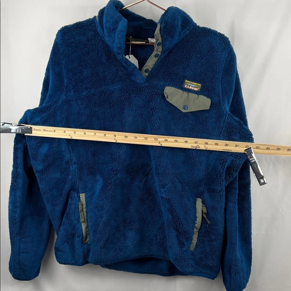 L.L. Bean Women’s Fleece Sweater - Large - Front pocket - Royal Blue and Greige